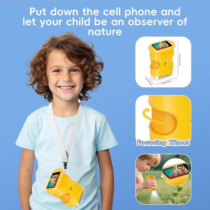 1000X Rechargeable Kids Microscope Full HD 1080P 2.0'' Screen Handheld Pocket Digital Magnifier Microscopes Portable Edu Gifts