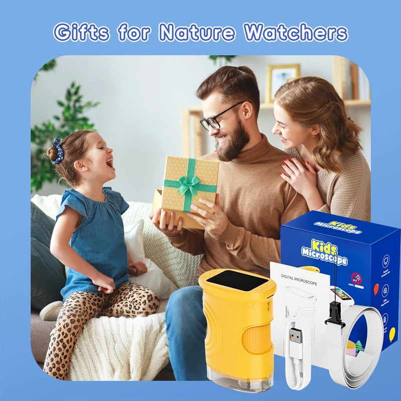 1000X Rechargeable Kids Microscope Full HD 1080P 2.0'' Screen Handheld Pocket Digital Magnifier Microscopes Portable Edu Gifts