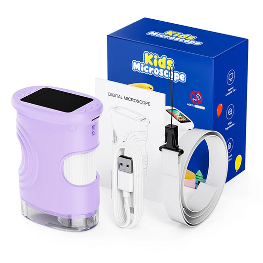 1000X Rechargeable Kids Microscope Full HD 1080P 2.0'' Screen Handheld Pocket Digital Magnifier Microscopes Portable Edu Gifts